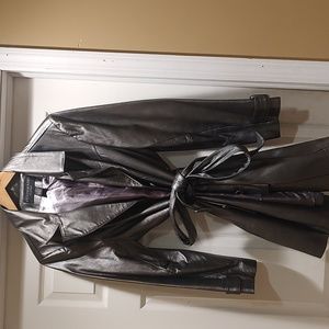 Centigrade leather belted trench coat